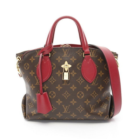 Louis Vuitton Flower Zipped Tote Bag Leather Monogram Brown Bordeaux - Picture 1 of 7